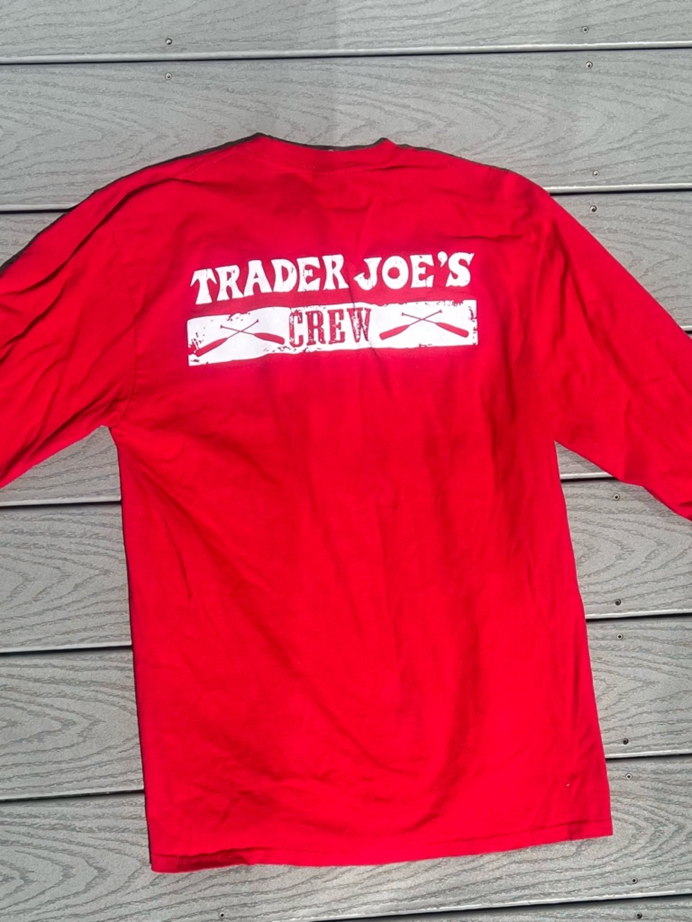 Red Trader Joe's crew long sleeve shirt